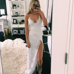 Gemeli Power White Lace Maxi Dress US 2 in Ivory